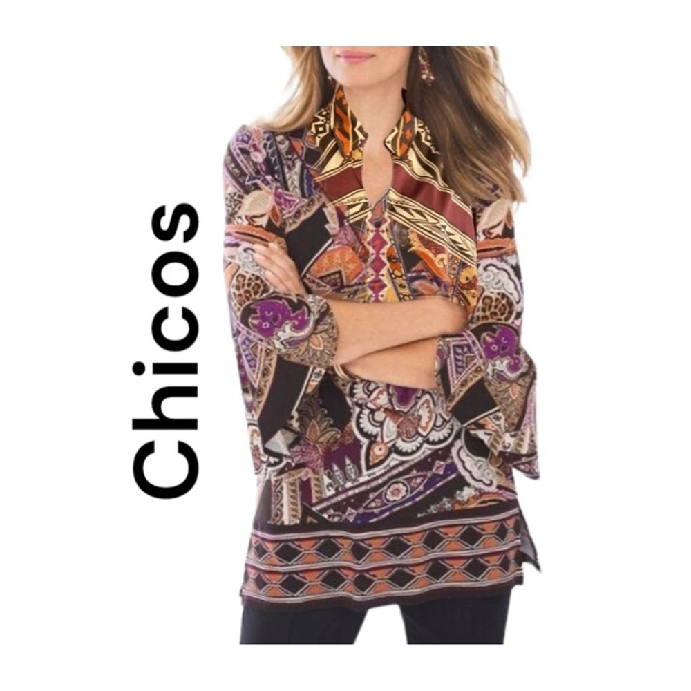 Chico's Blouse Chico's size 4 womens size XXL/18-20 Multicolor Paisley Geometric